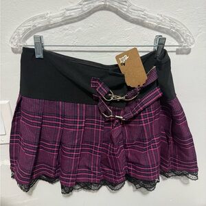 Plaid Pink and Black Women's Skirt vintage y2k grunge goth